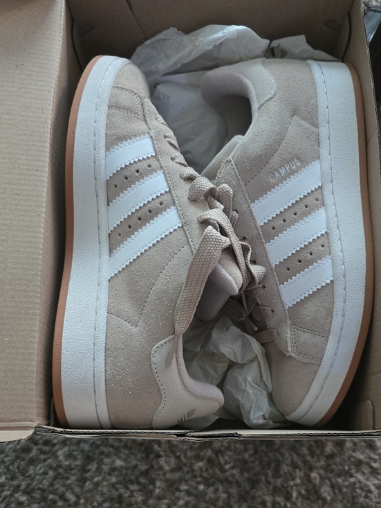 adidas Shoes - adidas Campus Suede Sneakers in Beige with White Stripes